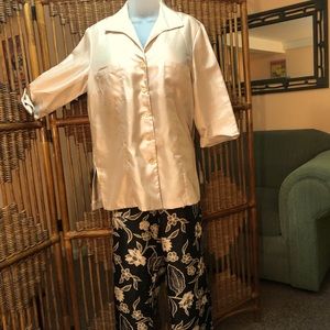 2 piece set- gold and black pants and blouse. Size 14